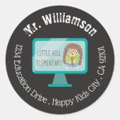 ディスタンス学ヘッジホッグ先生封筒用シール ラウンドシール (正面)