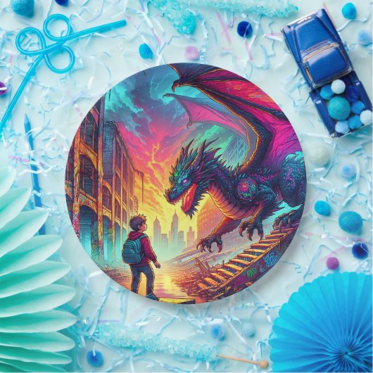ディストピア世界でドラゴンに出会う少年 ペーパープレート (パーティー)