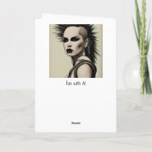 ディストピア女性パンクロッカーモホークとピアシング カード (裏面)