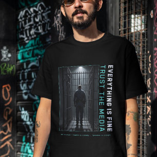 ディストピア・サイバーパンクTシャツ「Everything Is Fine」メディア批判 Tシャツ