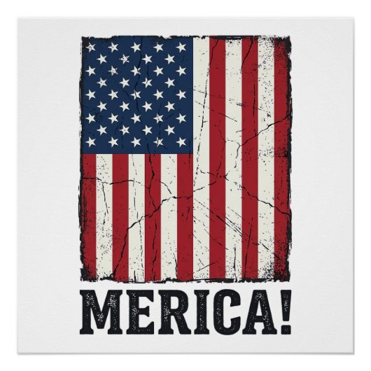 ディストressedアメリカ国旗愛国主義ベクターTシャツデザイン ポスター (正面)