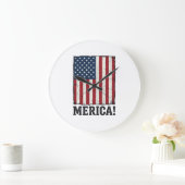 ディストressedアメリカ国旗愛国主義ベクターTシャツデザイン ラージ壁時計 (ホーム)