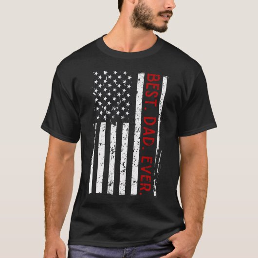 ディストressedアメリカ国旗 父親 最高の父 tシャツ (正面)