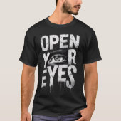 ディストressedオープン・ユア・アイズ アイ グラフィック tシャツ (正面)