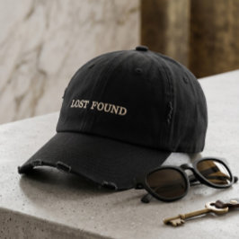 ディストressedタイポグラフィLost+Foundヴィンテージminimalis 刺繍入りキャップ