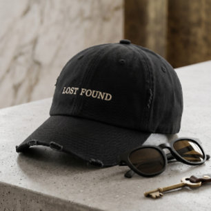 ディストressedタイポグラフィLost+Foundヴィンテージminimalis 刺繍入りキャップ