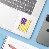 ディストressedパープル+ゴールドアメリカ国旗ベクターDe シール (ノートパソコンとiPhone)