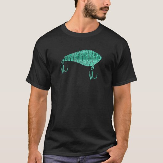 ディストressedフィッシングルアーブルーグリーン tシャツ (正面)