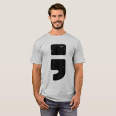 ディストressedブラック句読点記号セミコロン tシャツ (正面フル)