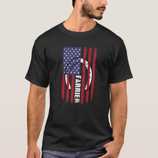 ディストressed蹄鉄アメリカ国旗7月4日 tシャツ (正面)