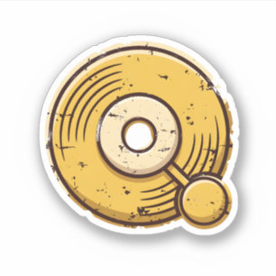 ディストressed ゴールド ビニールレコード ミュージック Q ロゴ 検索 シール