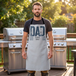 ディストressed Dad Flipping Genius 設立年 青灰色 エプロン