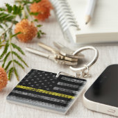 ディスパッチャの細い黄色の線フラグ キーホルダー (正面右)