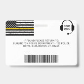 ディスパッチャカスタムーフォトバーコードシン金ゴールドラインBa バッジ (Back)