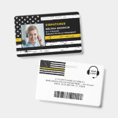 ディスパッチャカスタムーフォトバーコードシン金ゴールドラインBa バッジ (Front & Back)