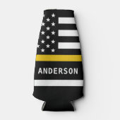 ディスパッチャパーソナライズされたフラグ911シン金ゴールド線 ボトルクーラー (正面)