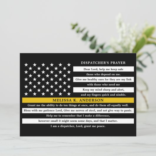 ディスパッチャパーソナライズされた祈りの言葉のシン金ゴールドライン サンキューカード (スタンド正面)