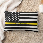 ディスパッチャーの薄い黄線米国旗は名前を加えます ランバークッション (ブランケット)