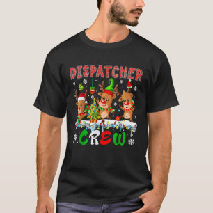ディスパッチャークルー3匹のかわいいサンタのエルフのトナカイ Xmas Tシャツ