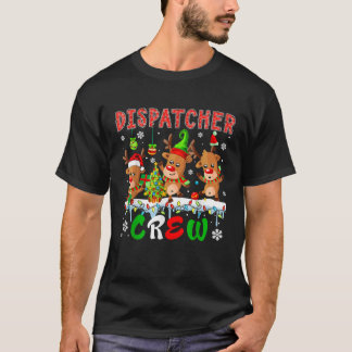 ディスパッチャークルー3匹のかわいいサンタのエルフのトナカイ Xmas Tシャツ