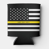 ディスパッチャー薄い黄色の線アメリカ国旗のモノグラム 缶クーラー (正面)