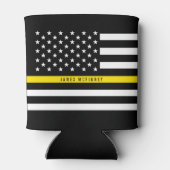 ディスパッチャー薄い黄色の線アメリカ国旗のモノグラム 缶クーラー (裏面)