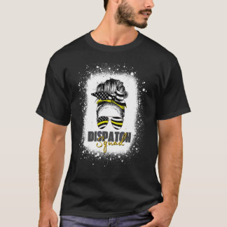 ディスパッチャー911女性乱雑なバンアメリカン国旗Dispa Tシャツ