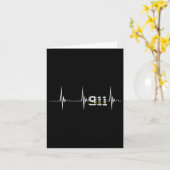 ディスパッチャー 911 ヴィンテージ アメリカ国旗 ハートビート EKG パルス カード (黄色い花)