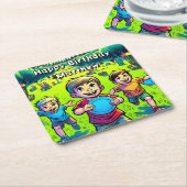 ディスパーソナライズされたクゴルフボーイズ誕生日 スクエアペーパーコースター (アングル)