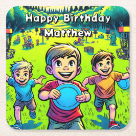 ディスパーソナライズされたクゴルフボーイズ誕生日 スクエアペーパーコースター