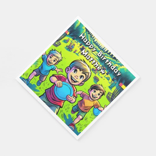 ディスパーソナライズされたクゴルフボーイズ誕生日 スタンダードランチョンナプキン (角)