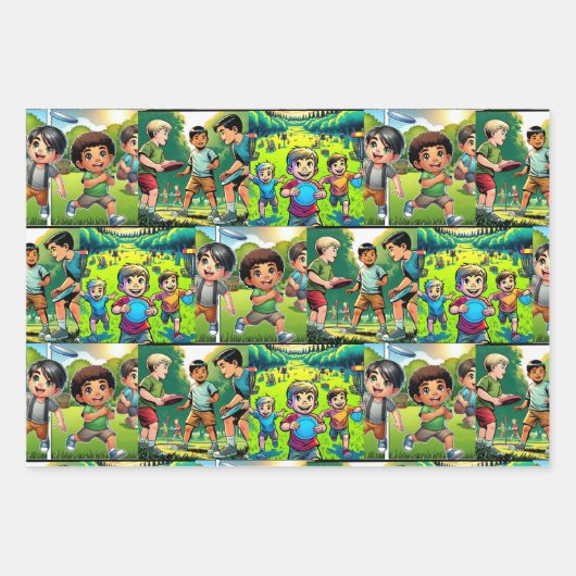 ディスパーソナライズされたクゴルフボーイズ誕生日 ラッピングペーパーシート (正面3)