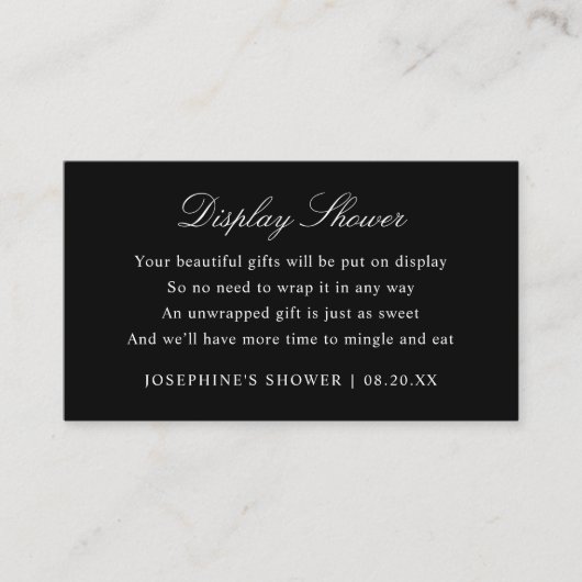 ディスプレイカスタムシャワーの色Black and White Enclo エンクロージャーカード (正面)