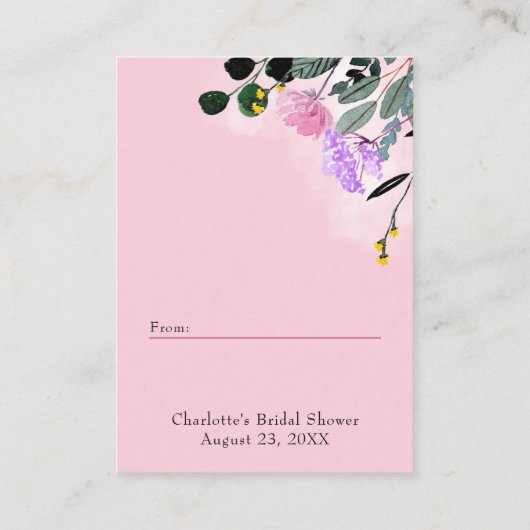 ディスプレイシャワーかわいらしワイルドフラワー芝生ギフトラベル エンクロージャーカード (裏面)