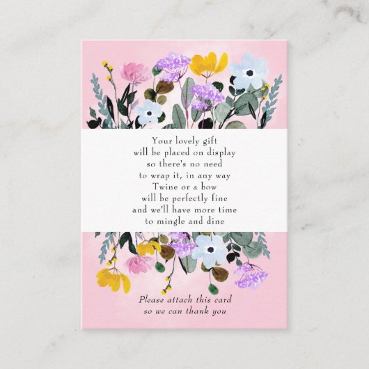 ディスプレイシャワーかわいらしワイルドフラワー芝生ギフトラベル エンクロージャーカード (正面)
