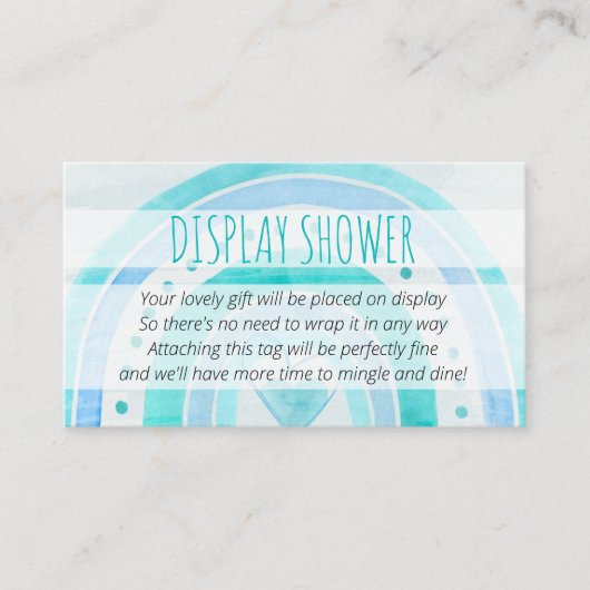 ディスプレイシャワーなしギフトラップターコイズレインボーラベル エンクロージャーカード (正面)