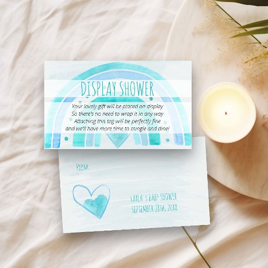 ディスプレイシャワーなしギフトラップターコイズレインボーラベル エンクロージャーカード