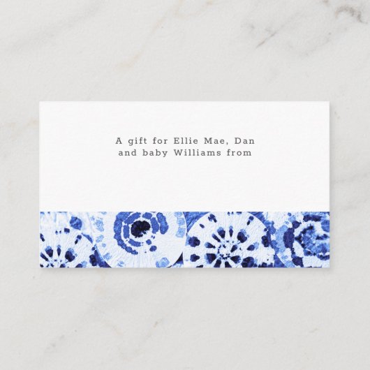 ディスプレイシャワーのラップ絞り染め青しぼり エンクロージャーカード (裏面)