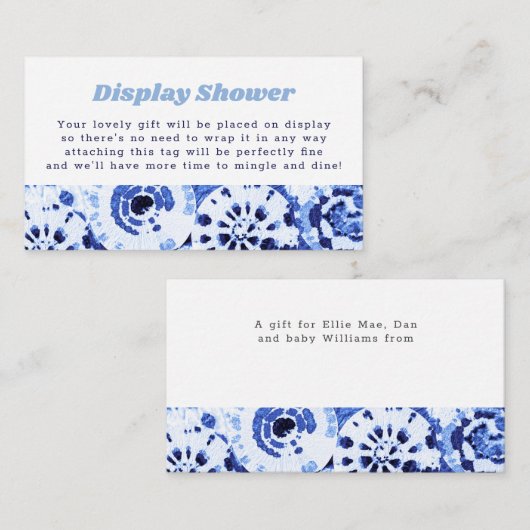 ディスプレイシャワーのラップ絞り染め青しぼり エンクロージャーカード (正面/裏面)