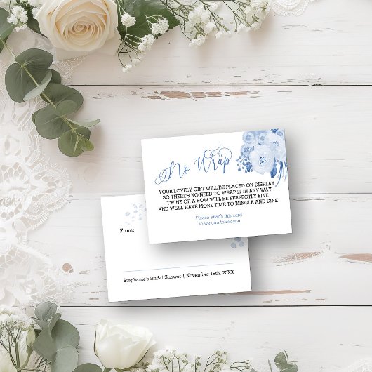 ディスプレイシャワーほこりっぽい青フローラノーラップ エンクロージャーカード