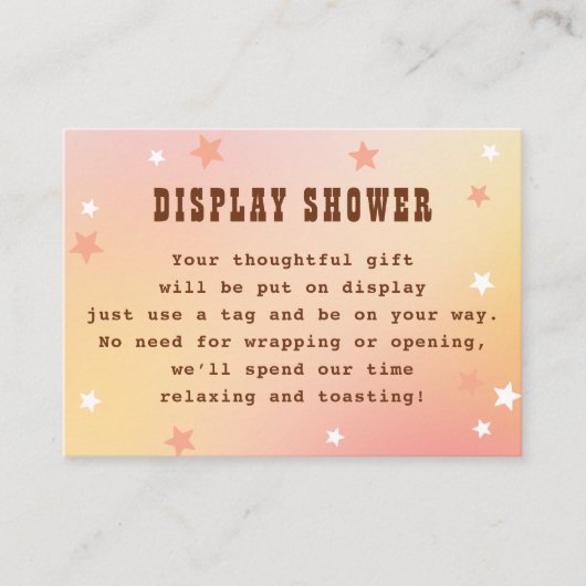 ディスプレイシャワーウェスタンかわいらしスターズブライダルシャワー エンクロージャーカード (正面)