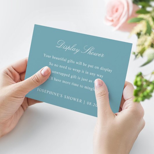 ディスプレイシャワーカスタムの色ブルーエンクロージャカード 出欠カード