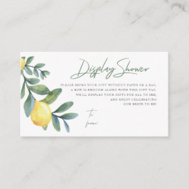 ディスプレイシャワーカード、ノーラップ、レモンブライダルシャワー エンクロージャーカード