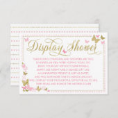 ディスプレイシャワーカード、バタフライベビーシャワー エンクロージャーカード (正面/裏面)