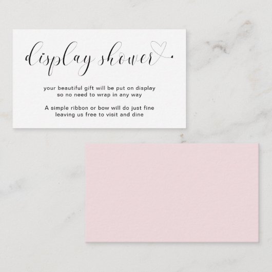 ディスプレイシャワーガールハートピンクシンプルの赤ちゃんシャワー エンクロージャーカード (正面/裏面)