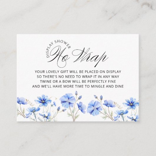 ディスプレイシャワー何か青いフローラブライダルシャワー エンクロージャーカード (正面)