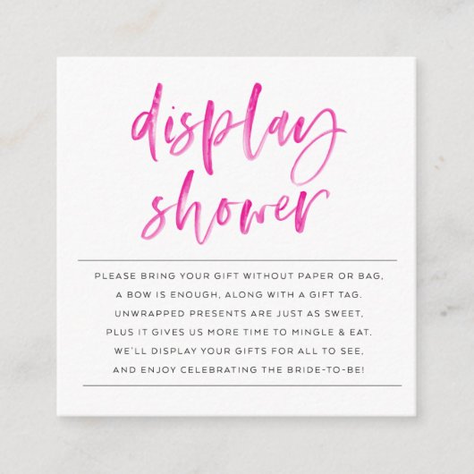 ディスプレイシャワー – ピンクのインサート エンクロージャーカード (正面)