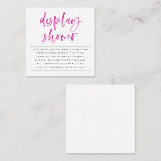 ディスプレイシャワー – ピンクのインサート エンクロージャーカード (正面/裏面)