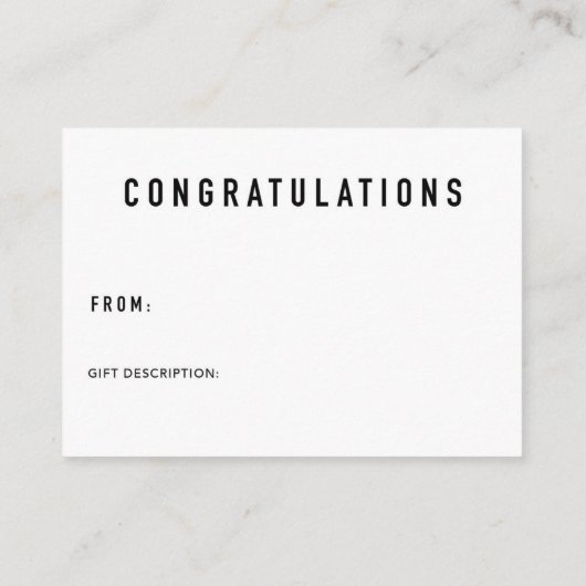 ディスプレイシャワー 挿入カード & ギフトタグ | 小 エンクロージャーカード (裏面)