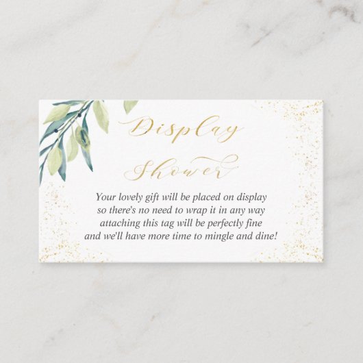 ディスプレイシャワーNoWrap緑の葉の金ゴールド(ばちゃばちゃ)跳ねる エンクロージャーカード (正面)
